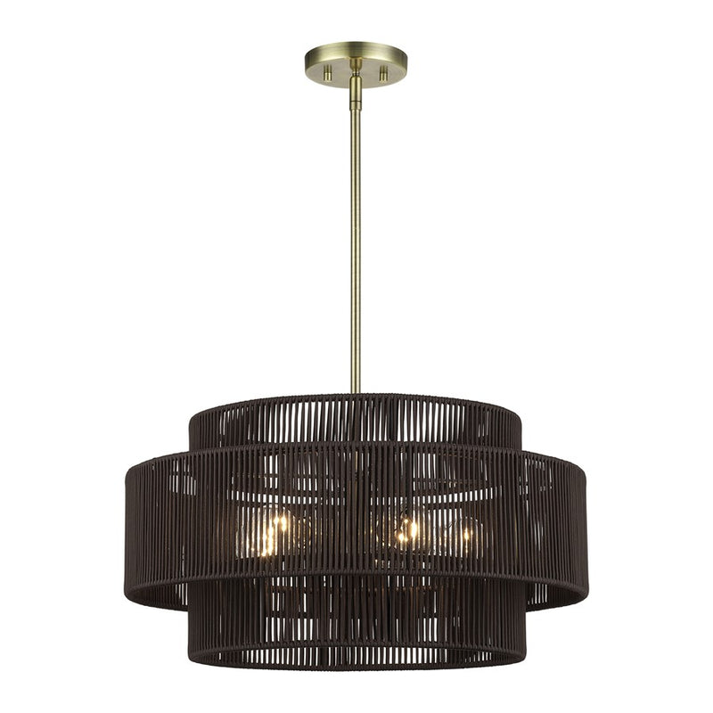 Livex Acordia 5Lt Pendant Chandelier, Brass/Chocolate Polyester