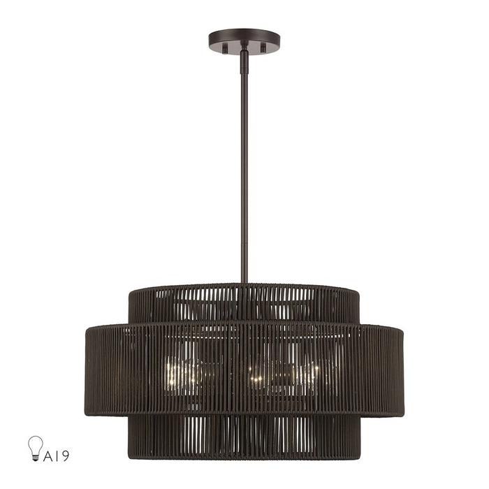 Livex Acordia 5Lt Pendant Chandelier, Bronze/Chocolate Polyester - 49124-92
