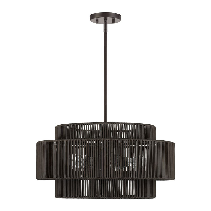 Livex Acordia 5Lt Pendant Chandelier, Bronze/Chocolate Polyester