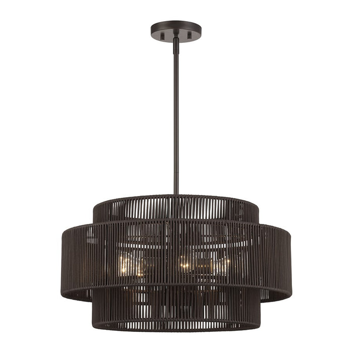 Livex Acordia 5Lt Pendant Chandelier, Bronze/Chocolate Polyester