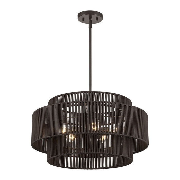 Livex Acordia 5Lt Pendant Chandelier, Bronze/Chocolate Polyester