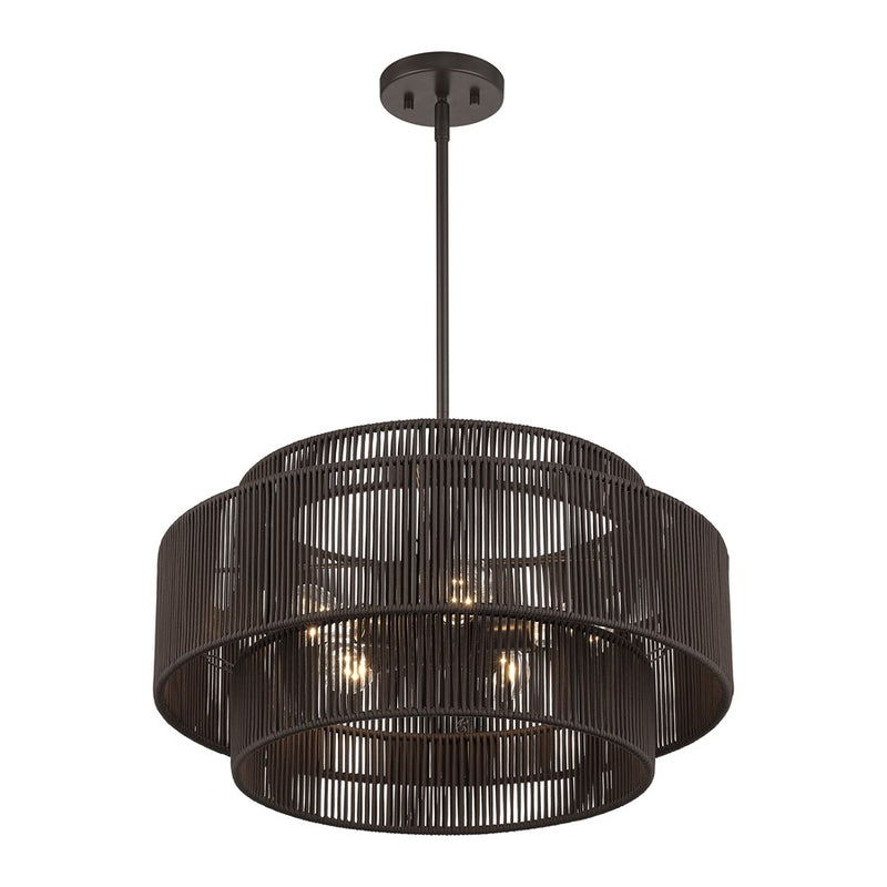 Livex Acordia 5Lt Pendant Chandelier, Bronze/Chocolate Polyester