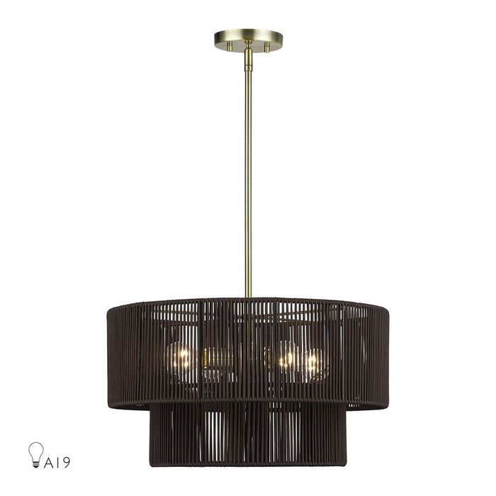 Livex Acordia 4Lt Pendant Chandelier, Brass/Chocolate Polyester - 49125-01