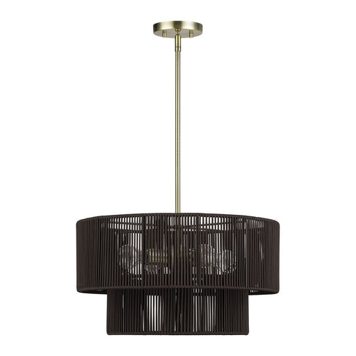 Livex Acordia 4Lt Pendant Chandelier, Brass/Chocolate Polyester