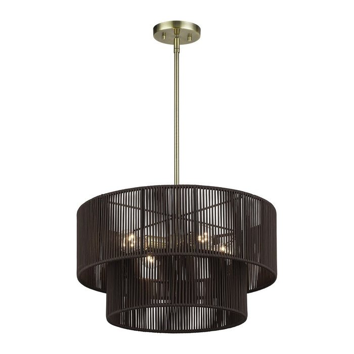 Livex Acordia 4Lt Pendant Chandelier, Brass/Chocolate Polyester