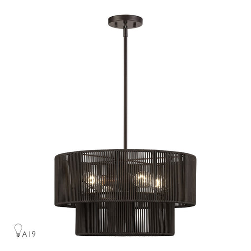 Livex Acordia 4Lt Pendant Chandelier, Bronze/Chocolate Polyester - 49125-92