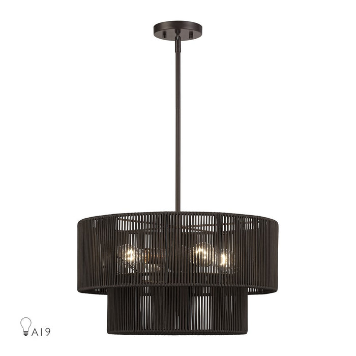 Livex Acordia 4Lt Pendant Chandelier, Bronze/Chocolate Polyester - 49125-92