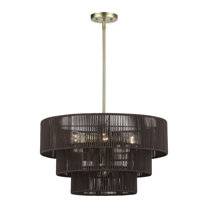 Livex Acordia 6Lt Pendant Chandelier, Brass/Chocolate Polyester
