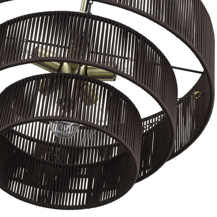 Livex Acordia 6Lt Pendant Chandelier, Brass/Chocolate Polyester