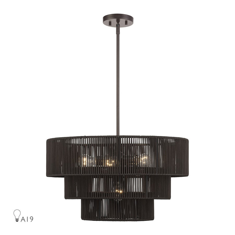 Livex Acordia 6Lt Pendant Chandelier, Bronze/Chocolate Polyester - 49126-92