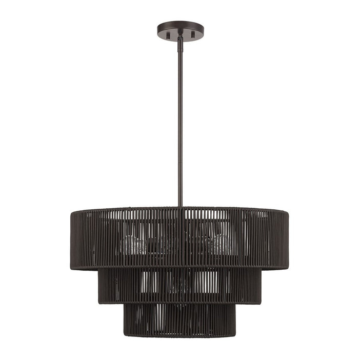 Livex Acordia 6Lt Pendant Chandelier, Bronze/Chocolate Polyester