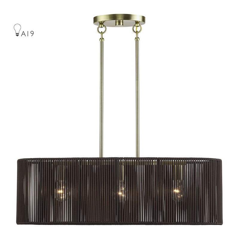 Livex Acordia 3Lt Medium Chandelier, Brass/Chocolate Polyester - 49127-01
