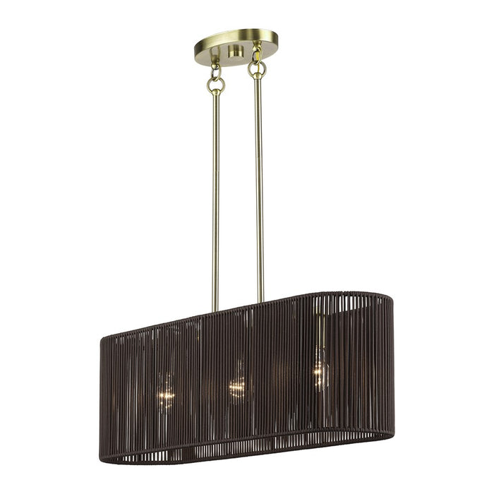 Livex Acordia 3Lt Medium Chandelier, Brass/Chocolate Polyester