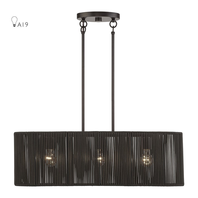 Livex Acordia 3Lt Medium Chandelier, Bronze/Chocolate Polyester - 49127-92