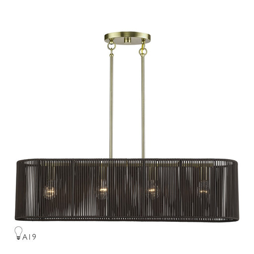 Livex Acordia 4Lt Large Chandelier, Brass/Chocolate Polyester - 49128-01