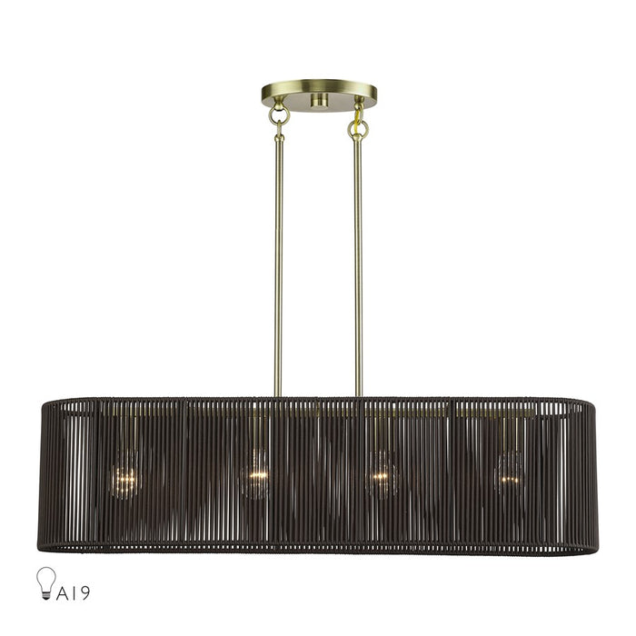 Livex Acordia 4Lt Large Chandelier, Brass/Chocolate Polyester - 49128-01