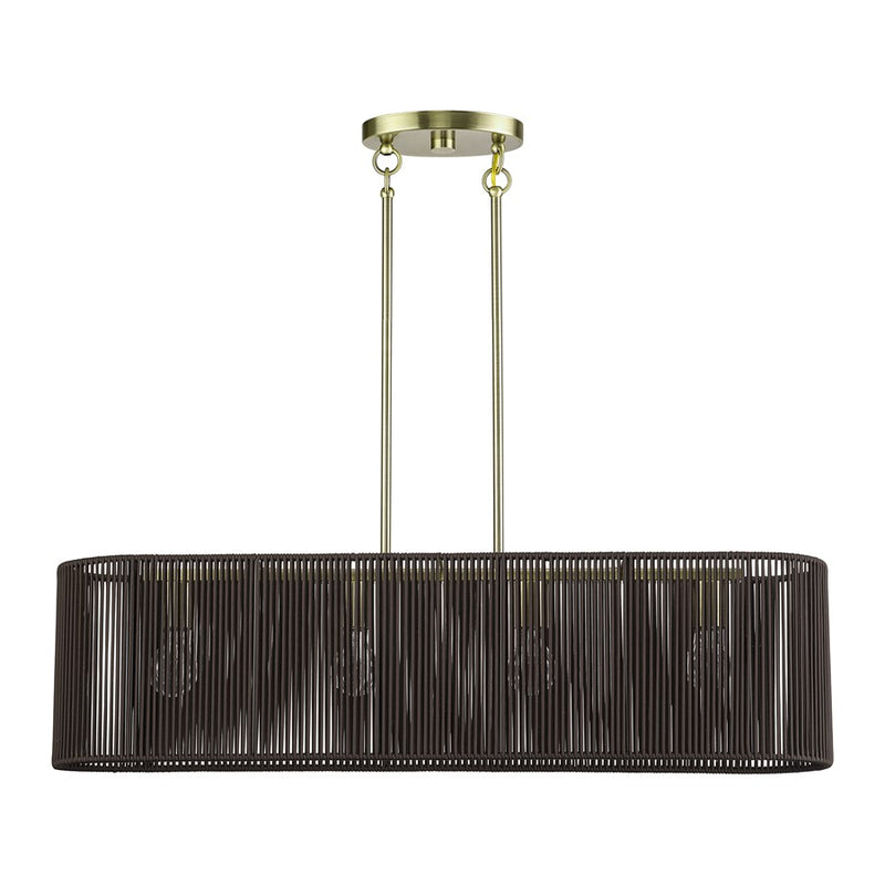 Livex Acordia 4Lt Large Chandelier, Brass/Chocolate Polyester