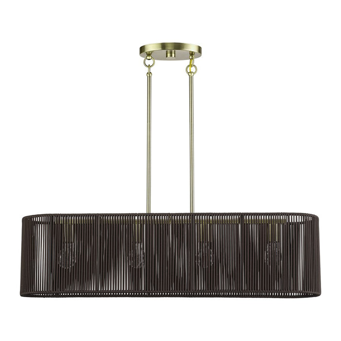 Livex Acordia 4Lt Large Chandelier, Brass/Chocolate Polyester