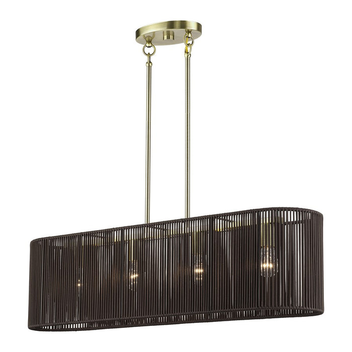 Livex Acordia 4Lt Large Chandelier, Brass/Chocolate Polyester