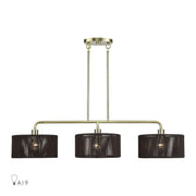 Livex Acordia 3Lt Extra Large Chandelier, Brass/Chocolate Polyester - 49129-01