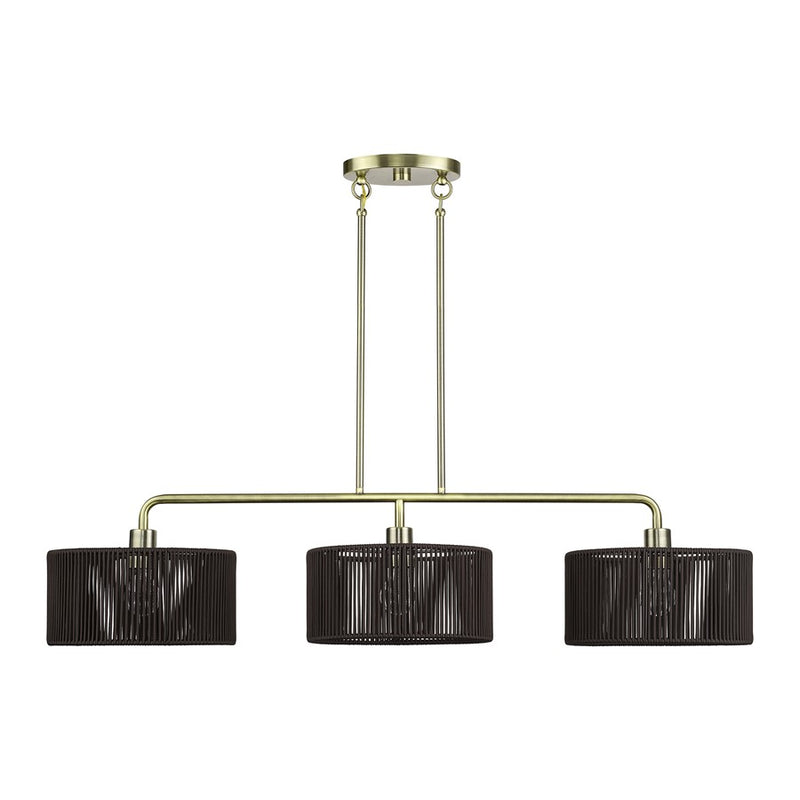 Livex Acordia 3Lt Extra Large Chandelier, Brass/Chocolate Polyester