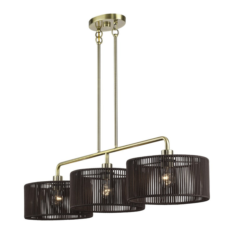 Livex Acordia 3Lt Extra Large Chandelier, Brass/Chocolate Polyester
