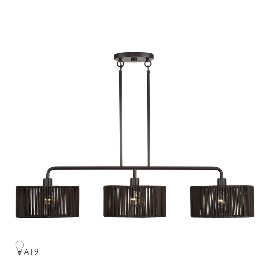 Livex Acordia 3Lt Extra Large Chandelier, Bronze/Chocolate Polyester - 49129-92