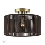 Livex Acordia 1Lt Medium Semi-Flush, Brass/Chocolate Polyester - 49132-01