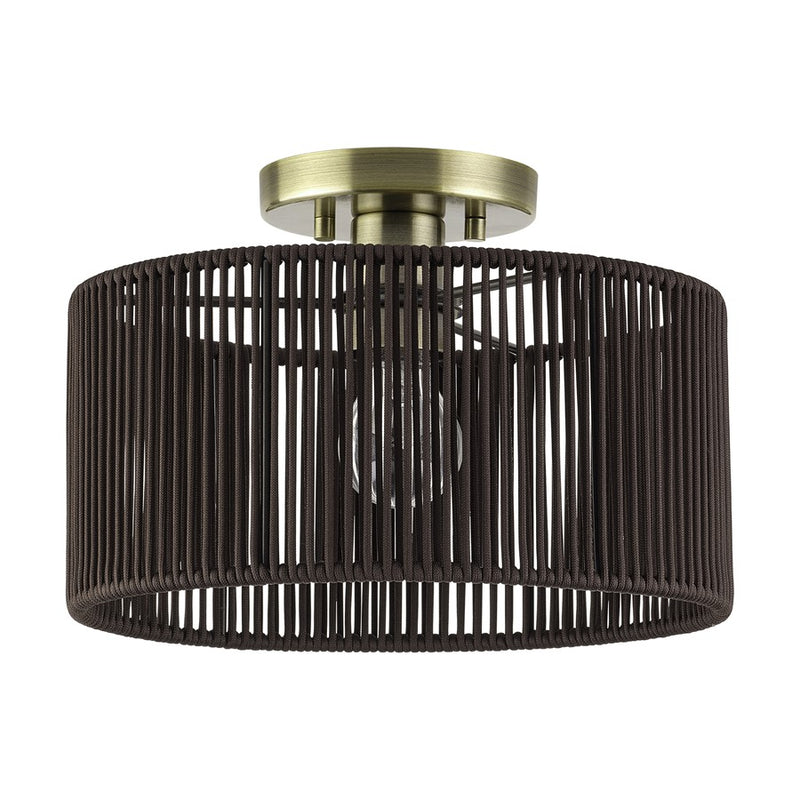 Livex Acordia 1Lt Medium Semi-Flush, Brass/Chocolate Polyester