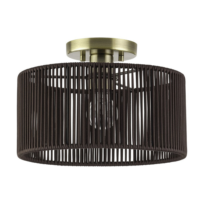 Livex Acordia 1Lt Medium Semi-Flush, Brass/Chocolate Polyester