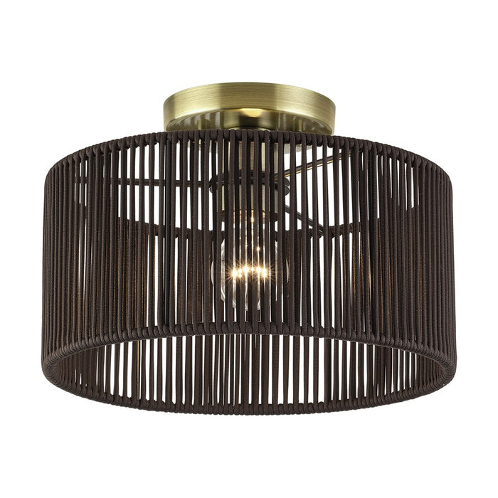Livex Acordia 1Lt Medium Semi-Flush, Brass/Chocolate Polyester