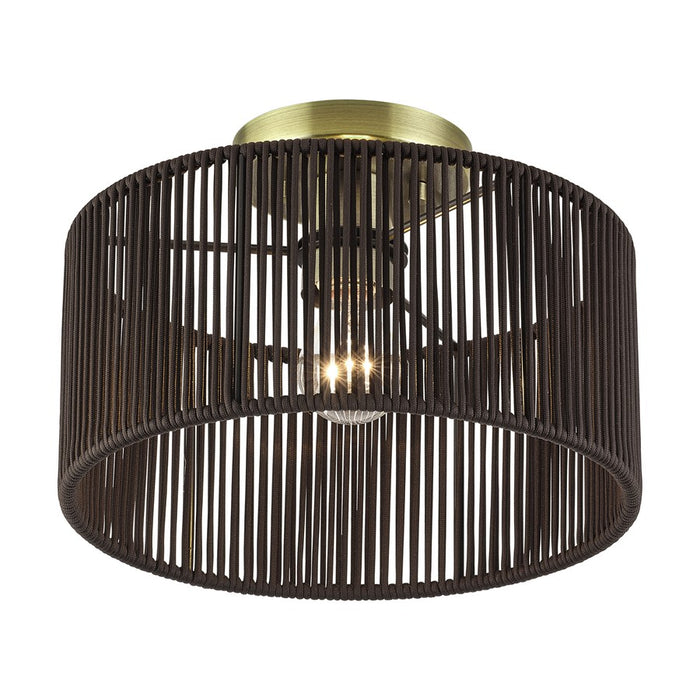 Livex Acordia 1Lt Medium Semi-Flush, Brass/Chocolate Polyester