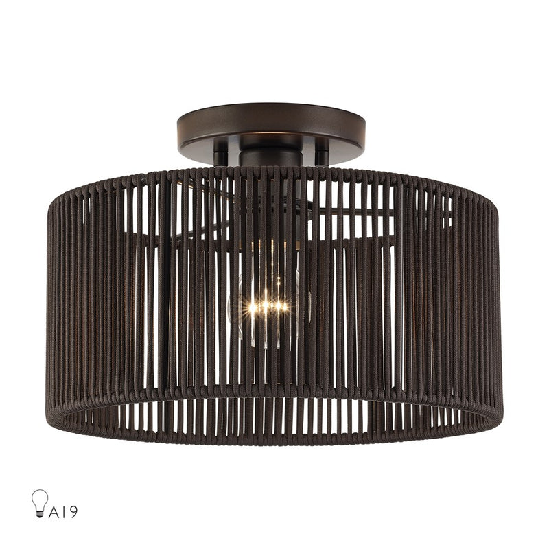 Livex Acordia 1Lt Medium Semi-Flush, Bronze/Chocolate Polyester - 49132-92
