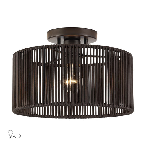 Livex Acordia 1Lt Medium Semi-Flush, Bronze/Chocolate Polyester - 49132-92