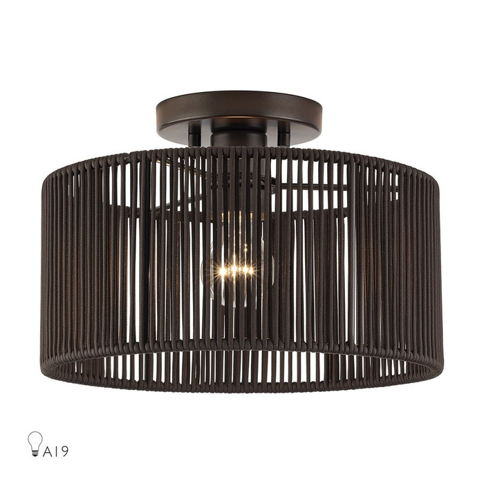 Livex Acordia 1Lt Medium Semi-Flush, Bronze/Chocolate Polyester - 49132-92