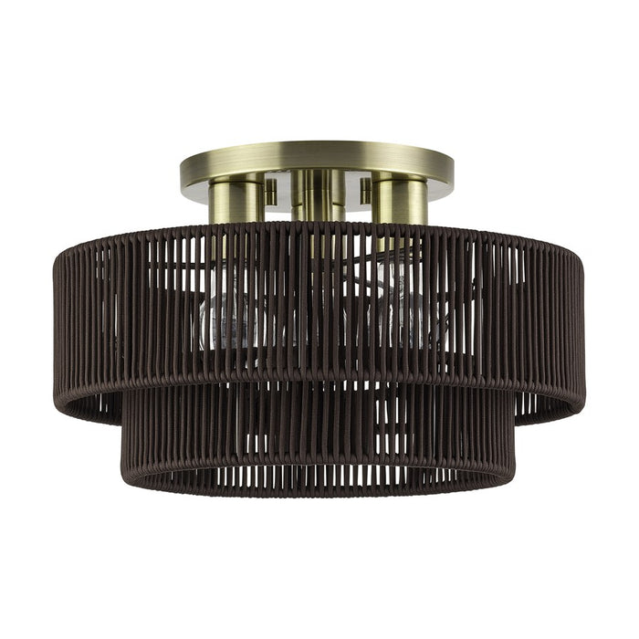 Livex Acordia 3Lt 9" Semi-Flush, Brass/Chocolate Polyester