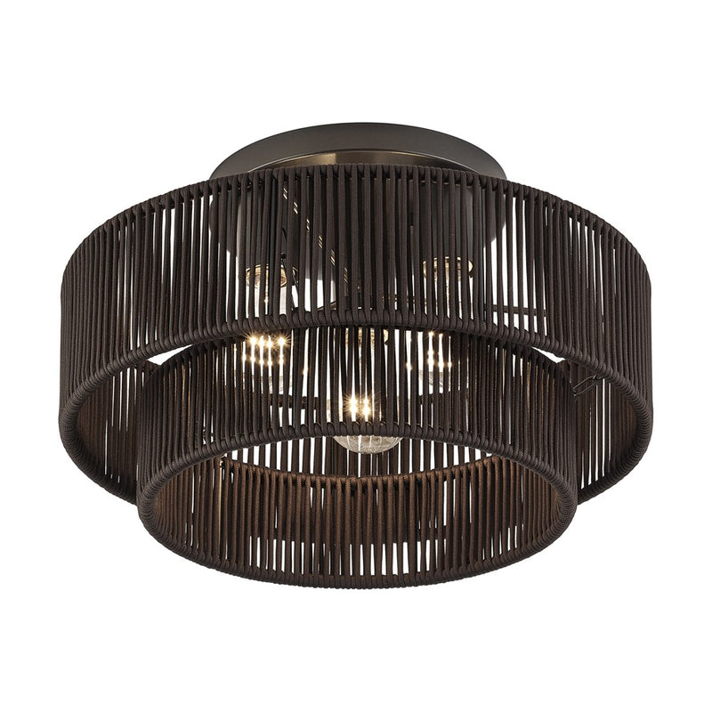 Livex Acordia 3Lt 9" Semi-Flush, Bronze/Chocolate Polyester