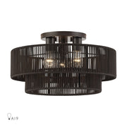 Livex Acordia 3Lt 10" Semi-Flush, Bronze/Chocolate Polyester - 49134-92