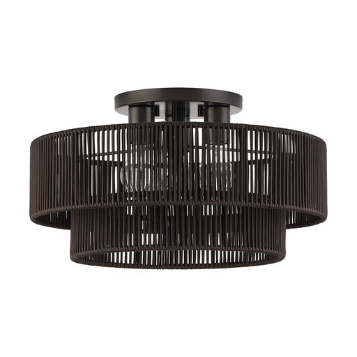 Livex Acordia 3Lt 10" Semi-Flush, Bronze/Chocolate Polyester