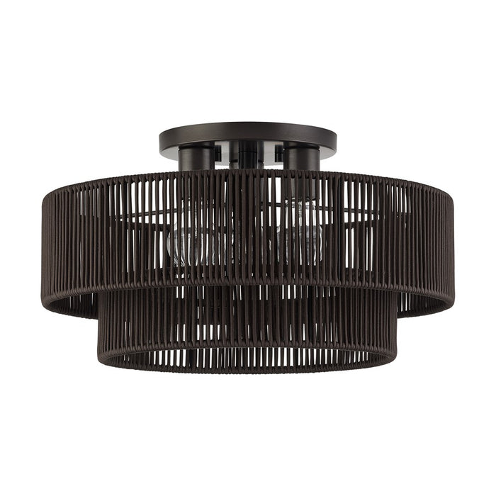 Livex Acordia 3Lt 10" Semi-Flush, Bronze/Chocolate Polyester