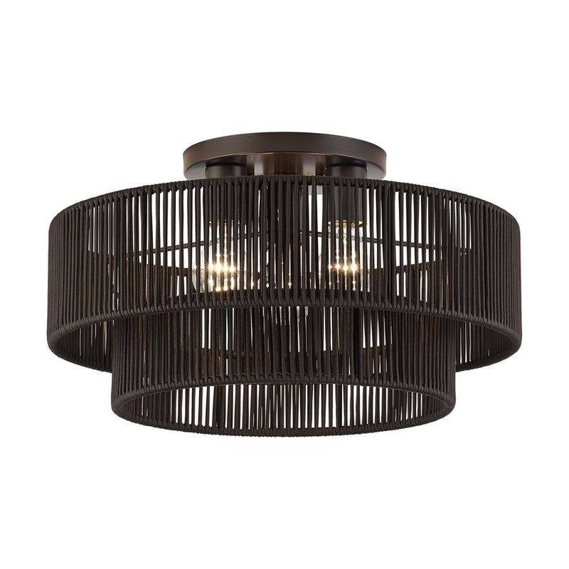 Livex Acordia 3Lt 10" Semi-Flush, Bronze/Chocolate Polyester