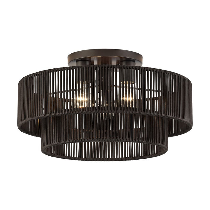 Livex Acordia 3Lt 10" Semi-Flush, Bronze/Chocolate Polyester