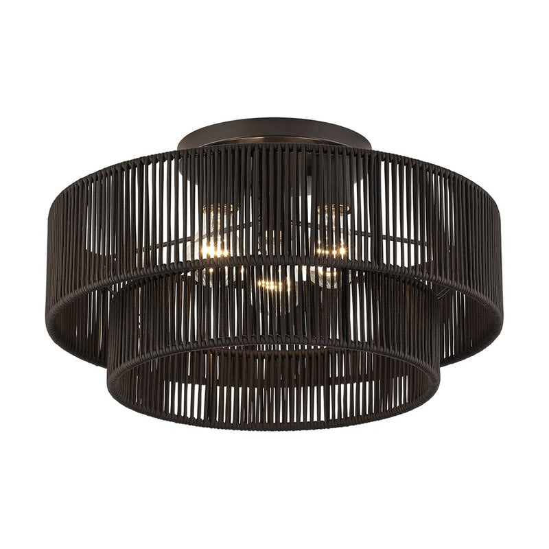 Livex Acordia 3Lt 10" Semi-Flush, Bronze/Chocolate Polyester