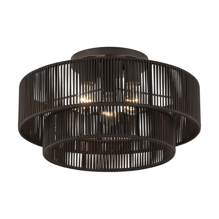 Livex Acordia 3Lt 10" Semi-Flush, Bronze/Chocolate Polyester