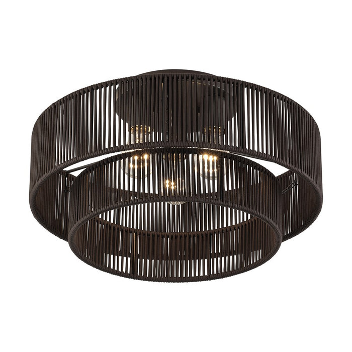 Livex Acordia 3Lt 10" Semi-Flush, Bronze/Chocolate Polyester