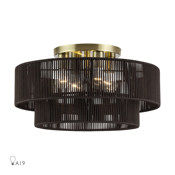 Livex Acordia 4Lt 21" Semi-Flush, Brass/Chocolate Polyester - 49135-01