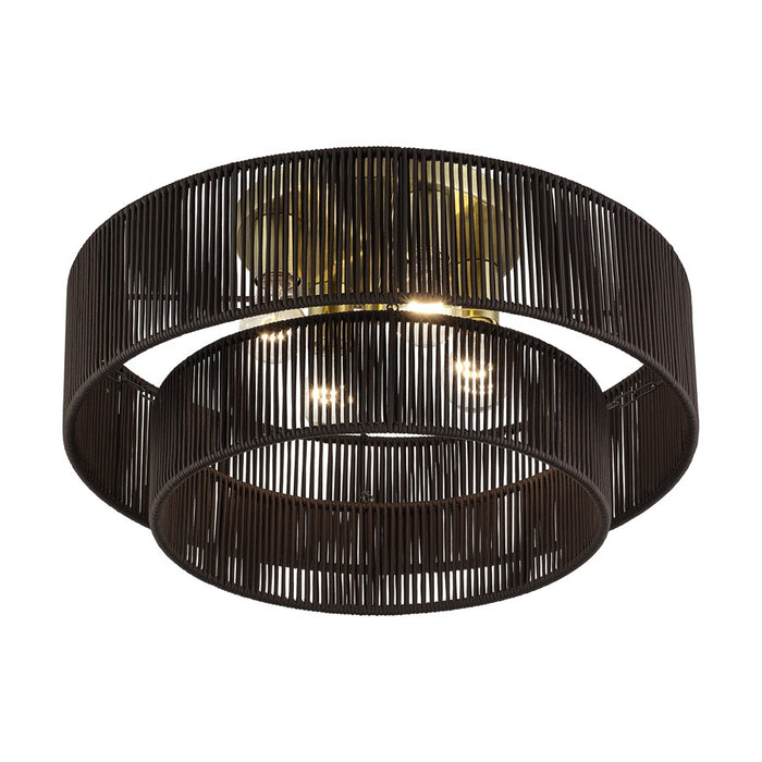 Livex Acordia 4Lt 21" Semi-Flush, Brass/Chocolate Polyester