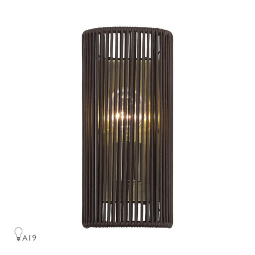 Livex Acordia 1Lt ADA 5" Sconce, Brass/Dark Chocolate Polyester Rope - 49136-01