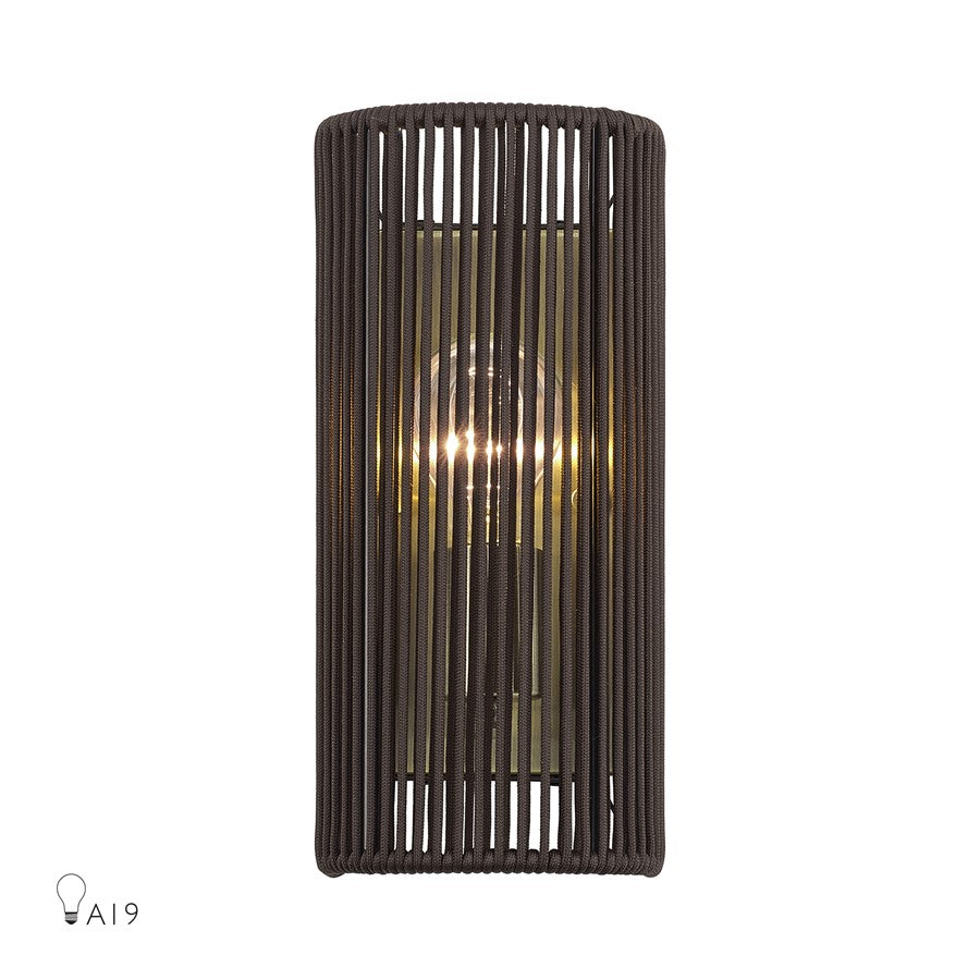 Livex Acordia 1Lt ADA 5" Sconce, Brass/Dark Chocolate Polyester Rope - 49136-01