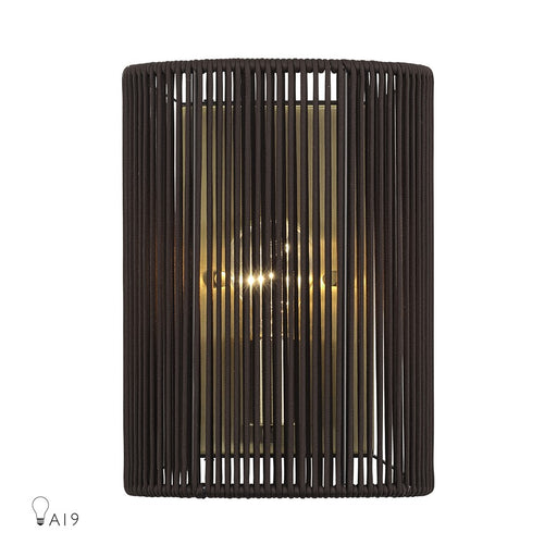 Livex Acordia 1Lt ADA 8" Sconce, Brass/Dark Chocolate Polyester Rope - 49137-01